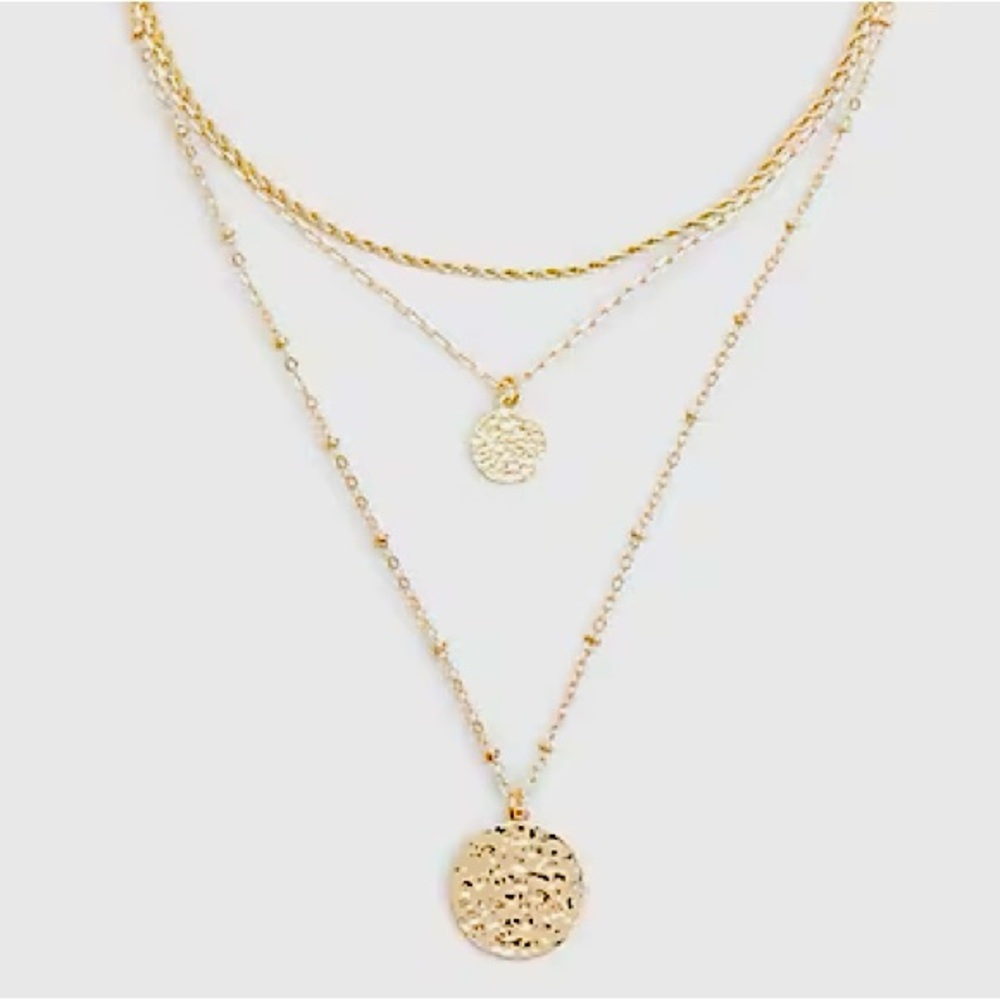 Next Express 3 Row Multi Chain Textured Pendant Necklace - Picture 3 of 3